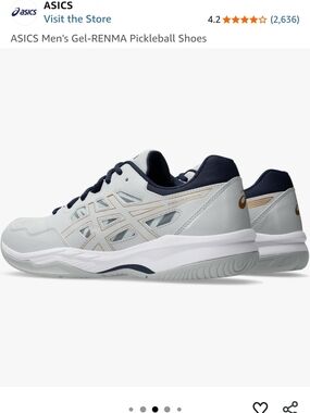 ASICS Men's Pickleball Court Shoes in Light Gray, Navy & Gold Accent Size 9